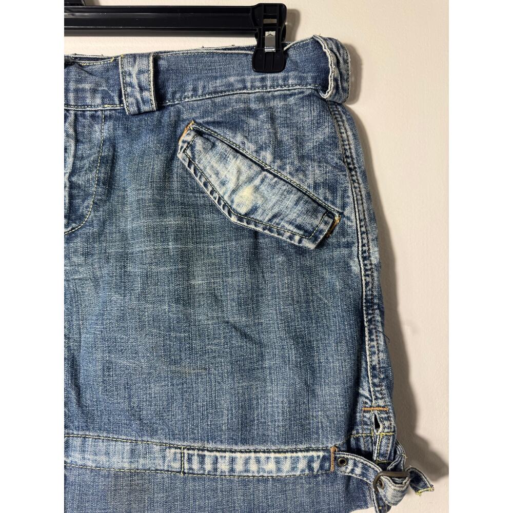Vintage Y2K Express Mini Denim Cargo Jean Skirt Grunge Skater 8 - Picture 6 of 12